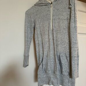 Gray Hooded Sweatshirt with Front Zipper